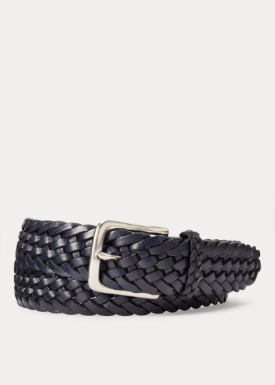 Cinturones Ralph Lauren Hombre Azul Marino - Braided Leather - YOQIB1602